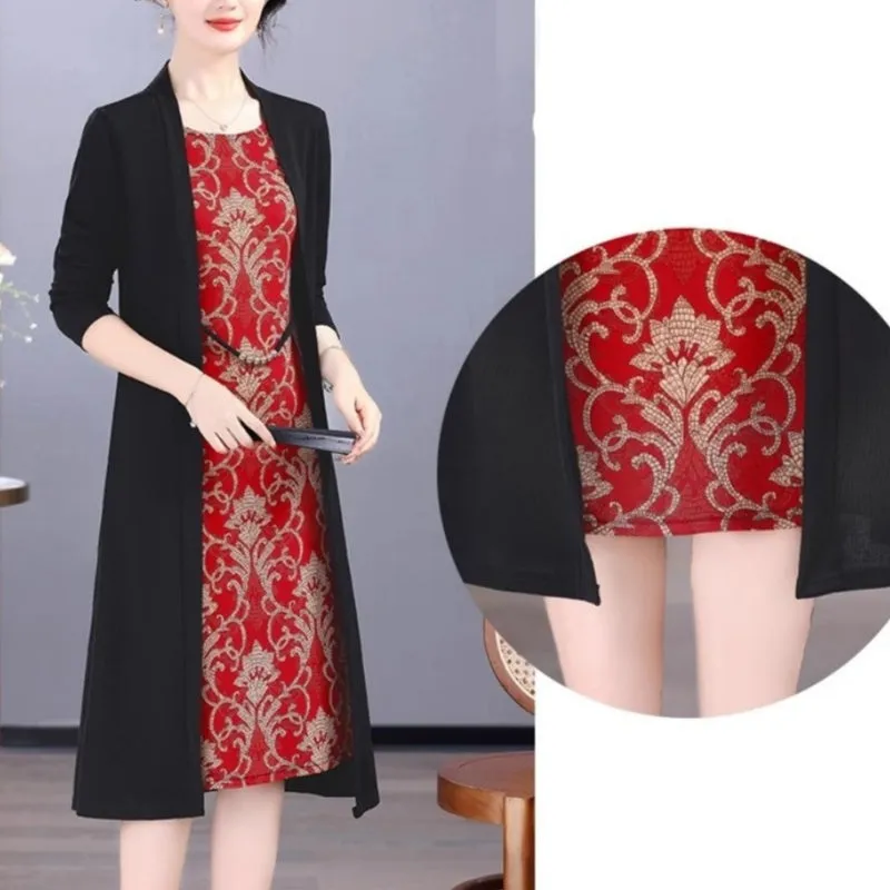 Women's Elegant Patchwork Fake 2-Piece Dress