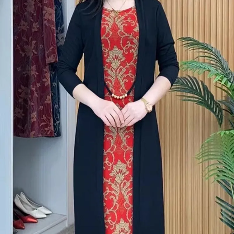 Women's Elegant Patchwork Fake 2-Piece Dress