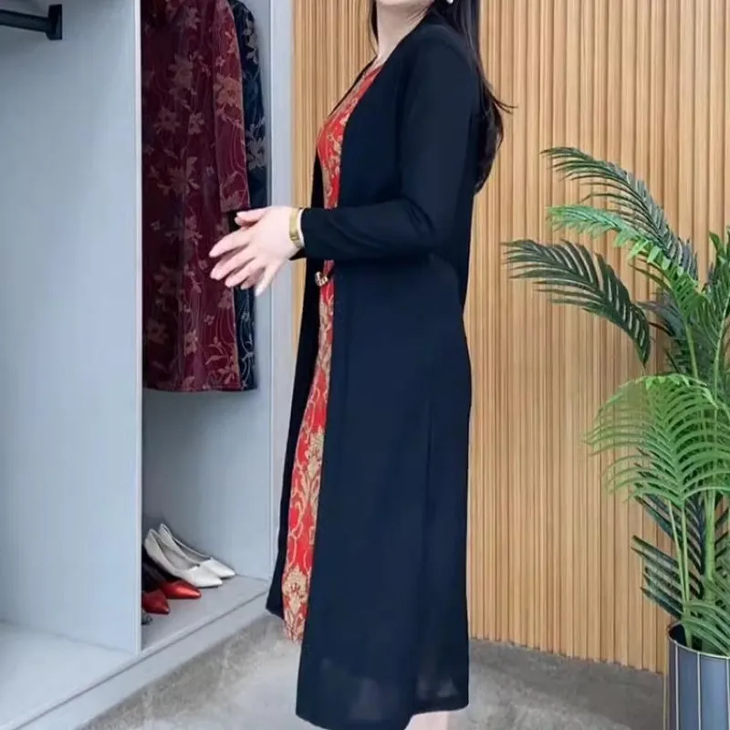 Women's Elegant Patchwork Fake 2-Piece Dress