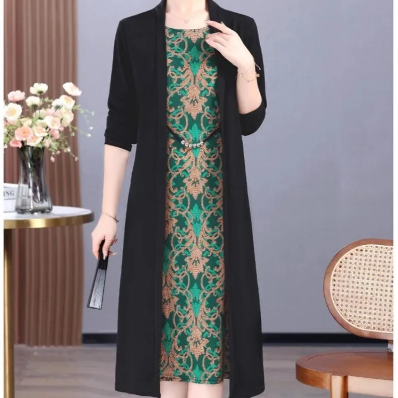 Women's Elegant Patchwork Fake 2-Piece Dress