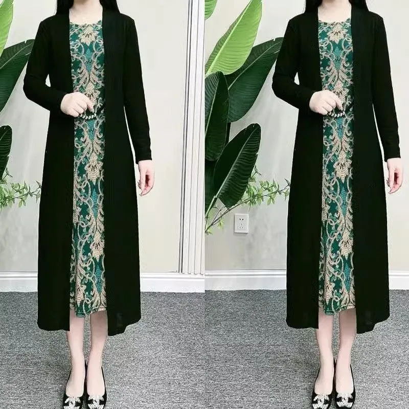 Women's Elegant Patchwork Fake 2-Piece Dress
