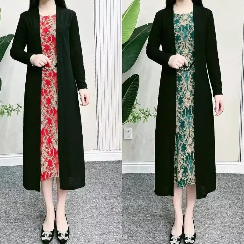 Women's Elegant Patchwork Fake 2-Piece Dress
