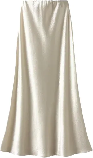 Women's Elegant Satin Skirt for Women - Pleated Flowing Tight Midi Skirt for Party