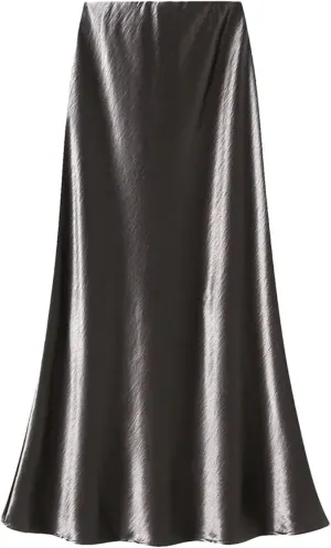 Women's Elegant Satin Skirt for Women - Pleated Flowing Tight Midi Skirt for Party