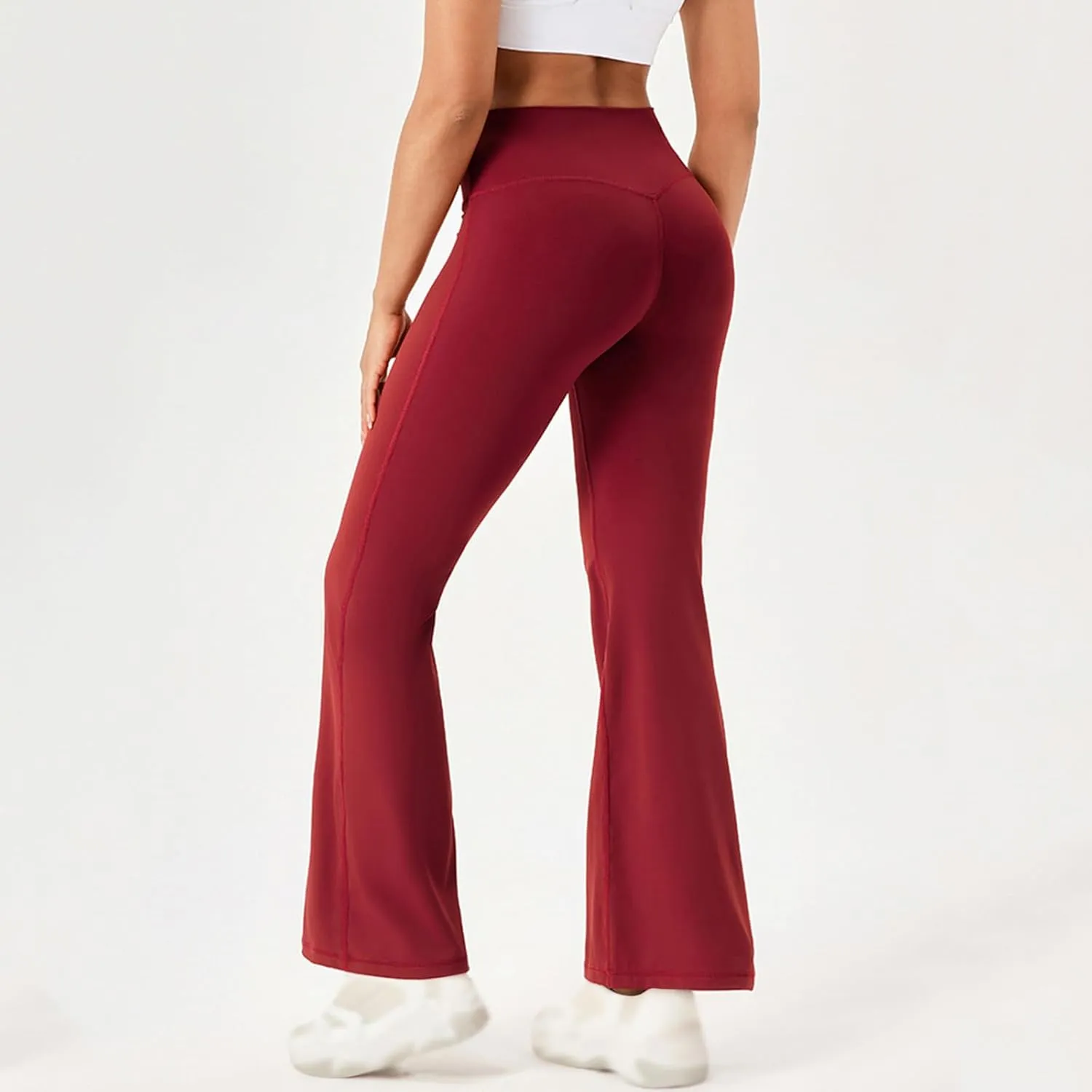 Women's Flare Leggings with Pockets Solid High Waisted Bootcut Yoga Pants Tummy Control Bell Bottom Leggings 2025