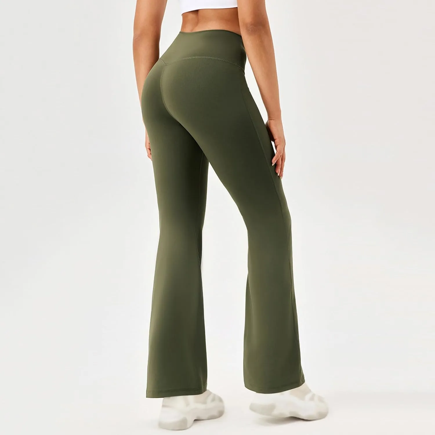 Women's Flare Leggings with Pockets Solid High Waisted Bootcut Yoga Pants Tummy Control Bell Bottom Leggings 2025
