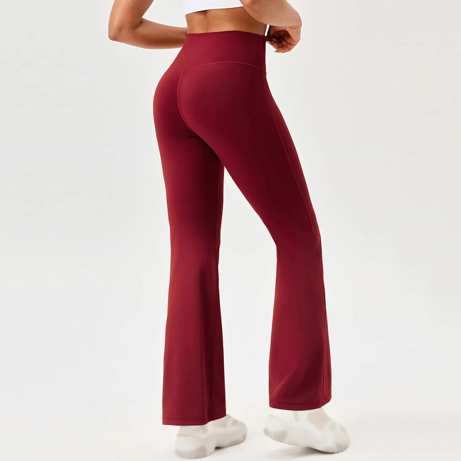 Women's Flare Leggings with Pockets Solid High Waisted Bootcut Yoga Pants Tummy Control Bell Bottom Leggings 2025