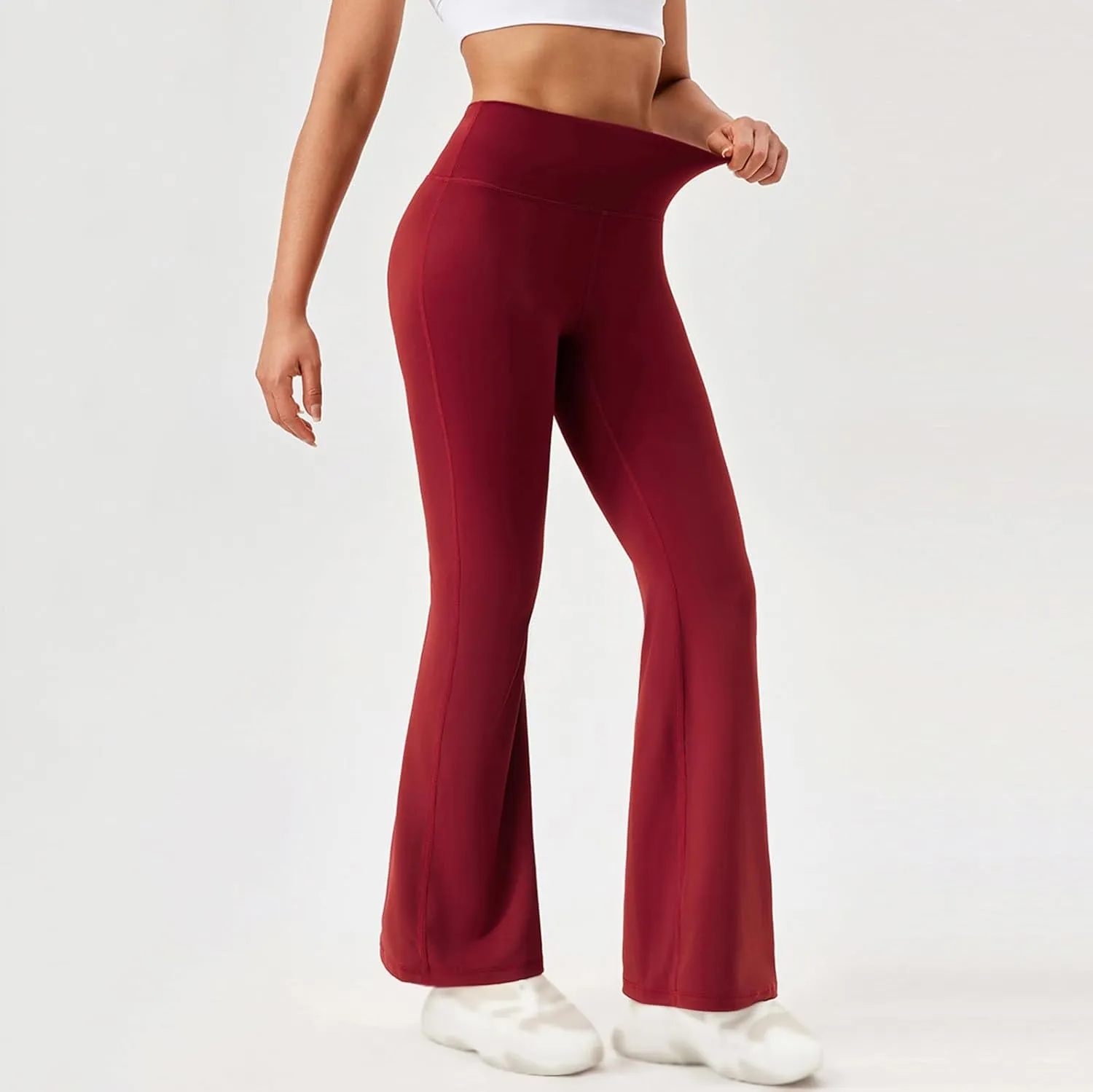 Women's Flare Leggings with Pockets Solid High Waisted Bootcut Yoga Pants Tummy Control Bell Bottom Leggings 2025