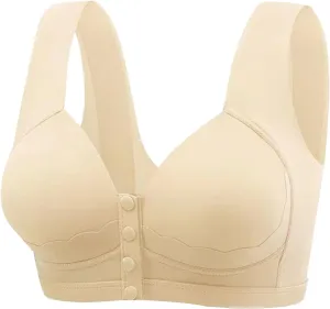 Women's Front Closure Bras, Post Surgery Compression Bra Front Closure Bra with Adjustable Straps Wirefree Bra