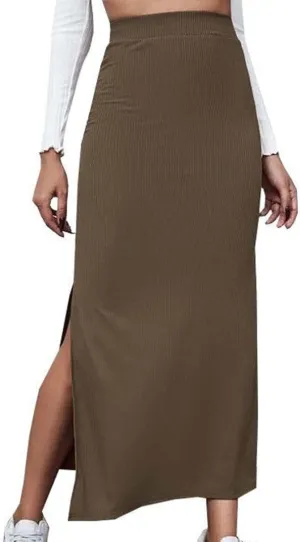 Women's High Waisted Stretch Wrap Hip Maxi Skirts Side Split Bodycon Pencil Skirt Versatile Casual Fashion Skirt