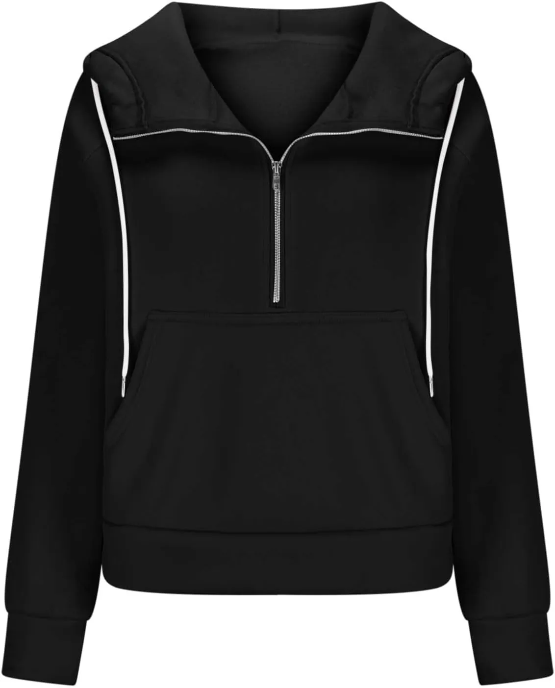 Womens Hoodies Fashion 2024 Half Zip Up Sweatshirts Drawstring Pullover Top Fashion Winter Clothes with Thumbs Hole