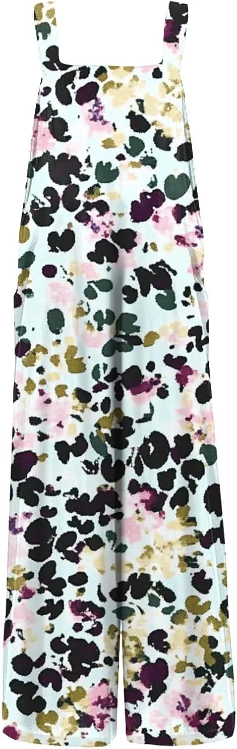 Womens Jumpsuits Loose One Piece Outfits 2025 Spring Summer Palazzo Rompers Casual Plus Size Overalls with Pockets