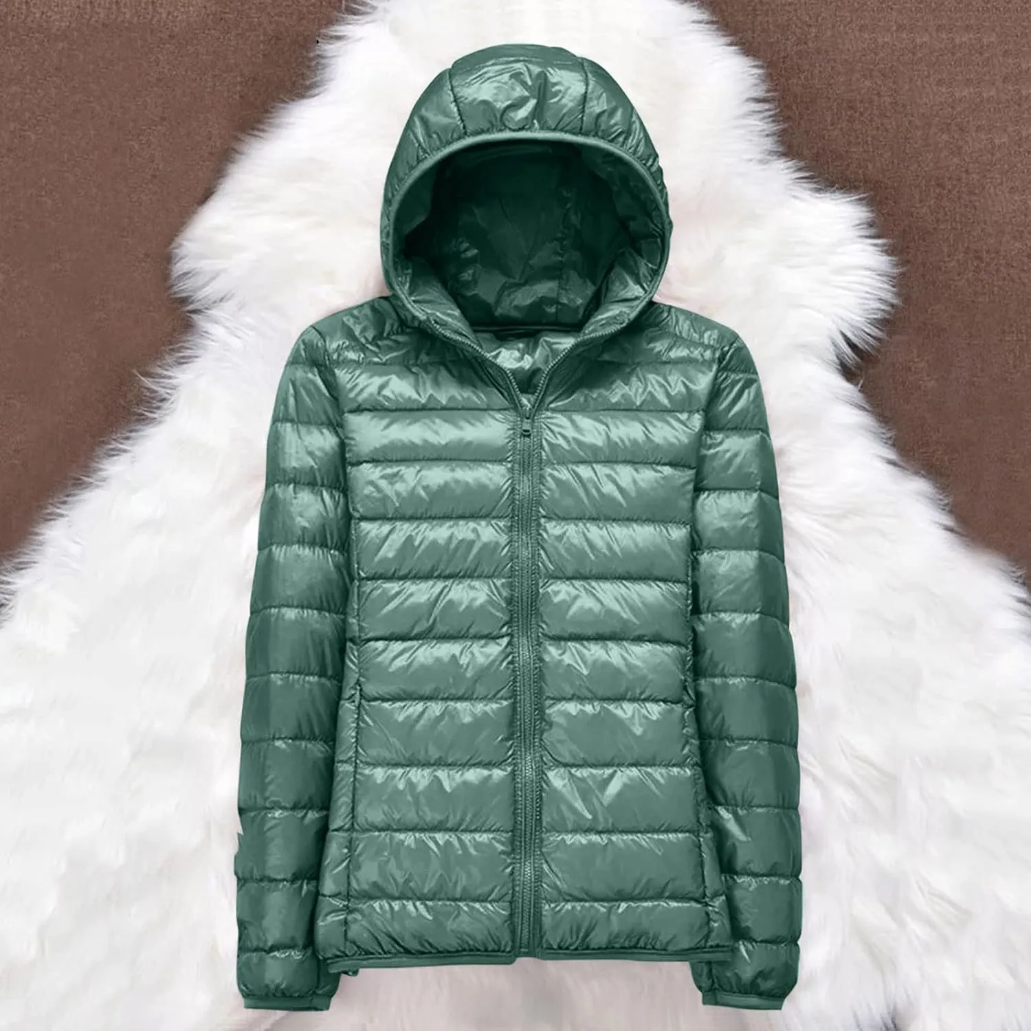 Women's Lightweight Long-Sleeve Water-Resistant Packable Hooded Puffer Jacket Winter Coat Women Down Coats Ski Jacket