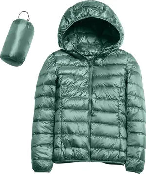 Women's Lightweight Long-Sleeve Water-Resistant Packable Hooded Puffer Jacket Winter Coat Women Down Coats Ski Jacket