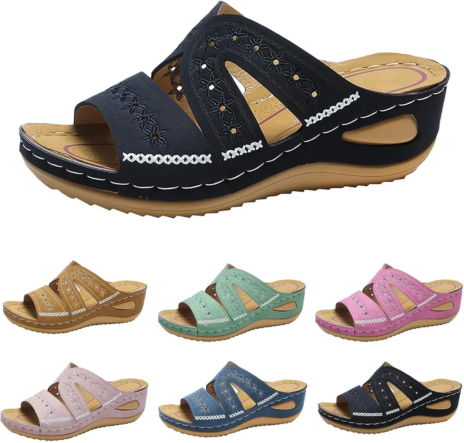 Womens Low Wedge Sandals Women's Comfortable Beach Sandals Walking Summer Beach Outdoor Water Sandals