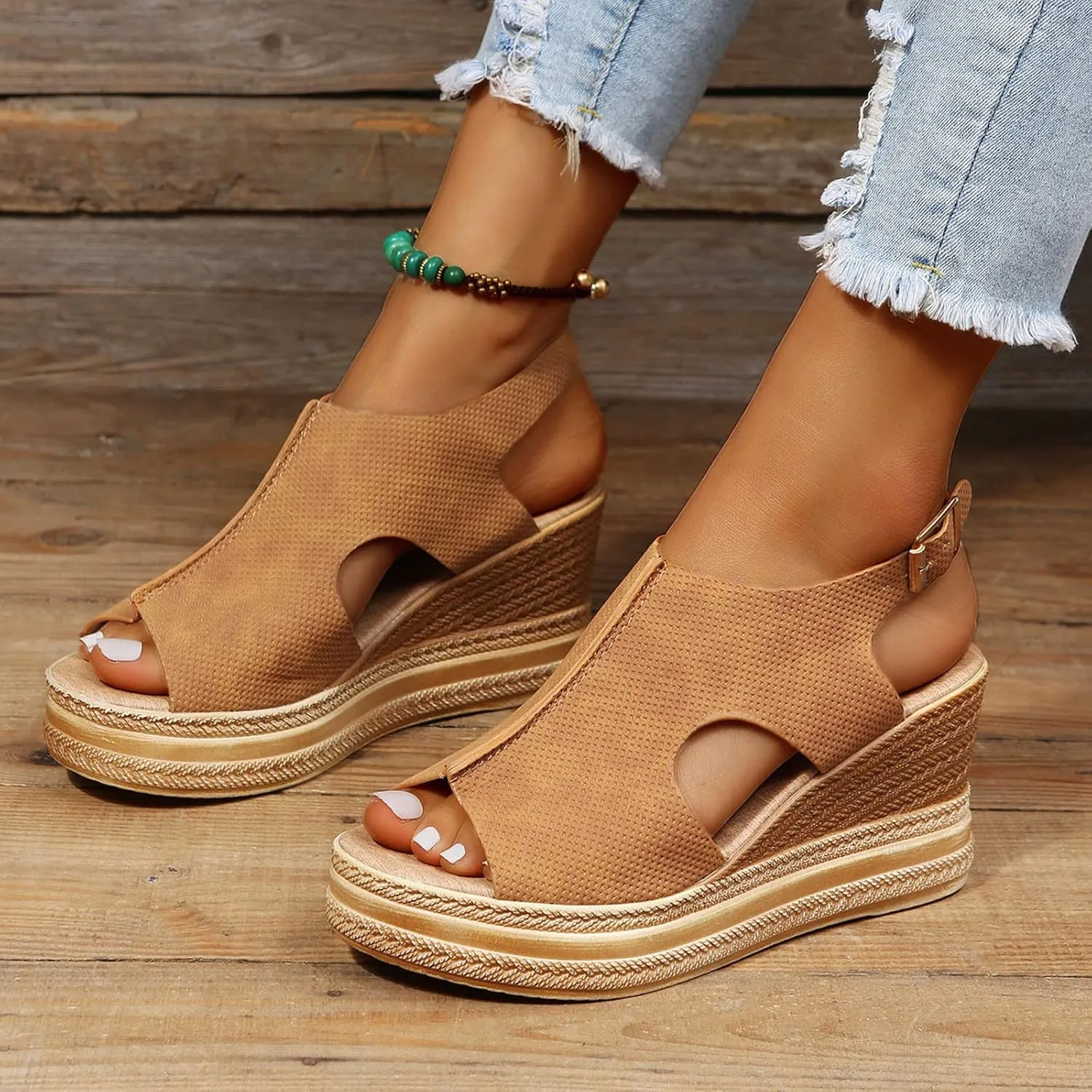 Womens Open Toe Wedges Sandals Fashion Funny Cut Out Orthopedic Comfortable Shoes 2025 Trendy Lightweight Shoes