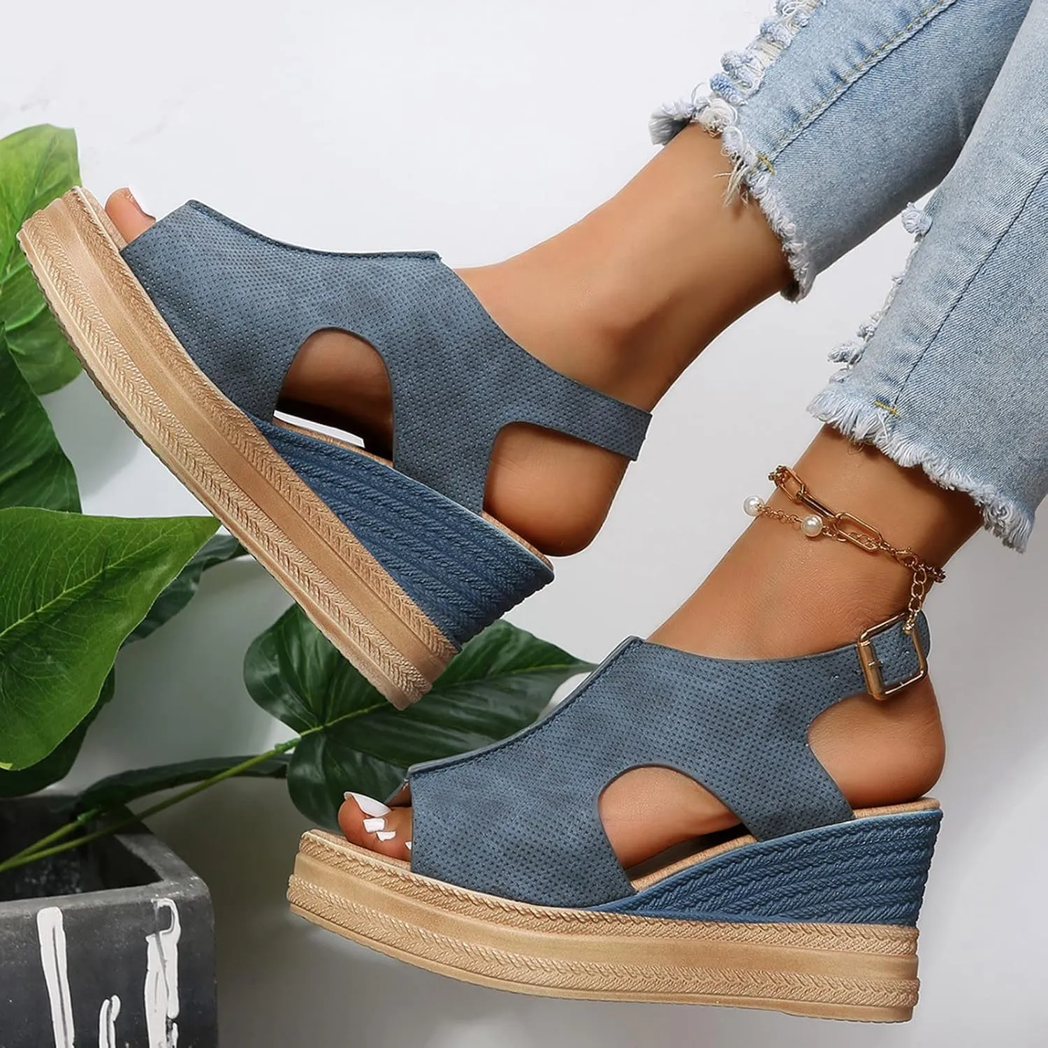Womens Open Toe Wedges Sandals Fashion Funny Cut Out Orthopedic Comfortable Shoes 2025 Trendy Lightweight Shoes