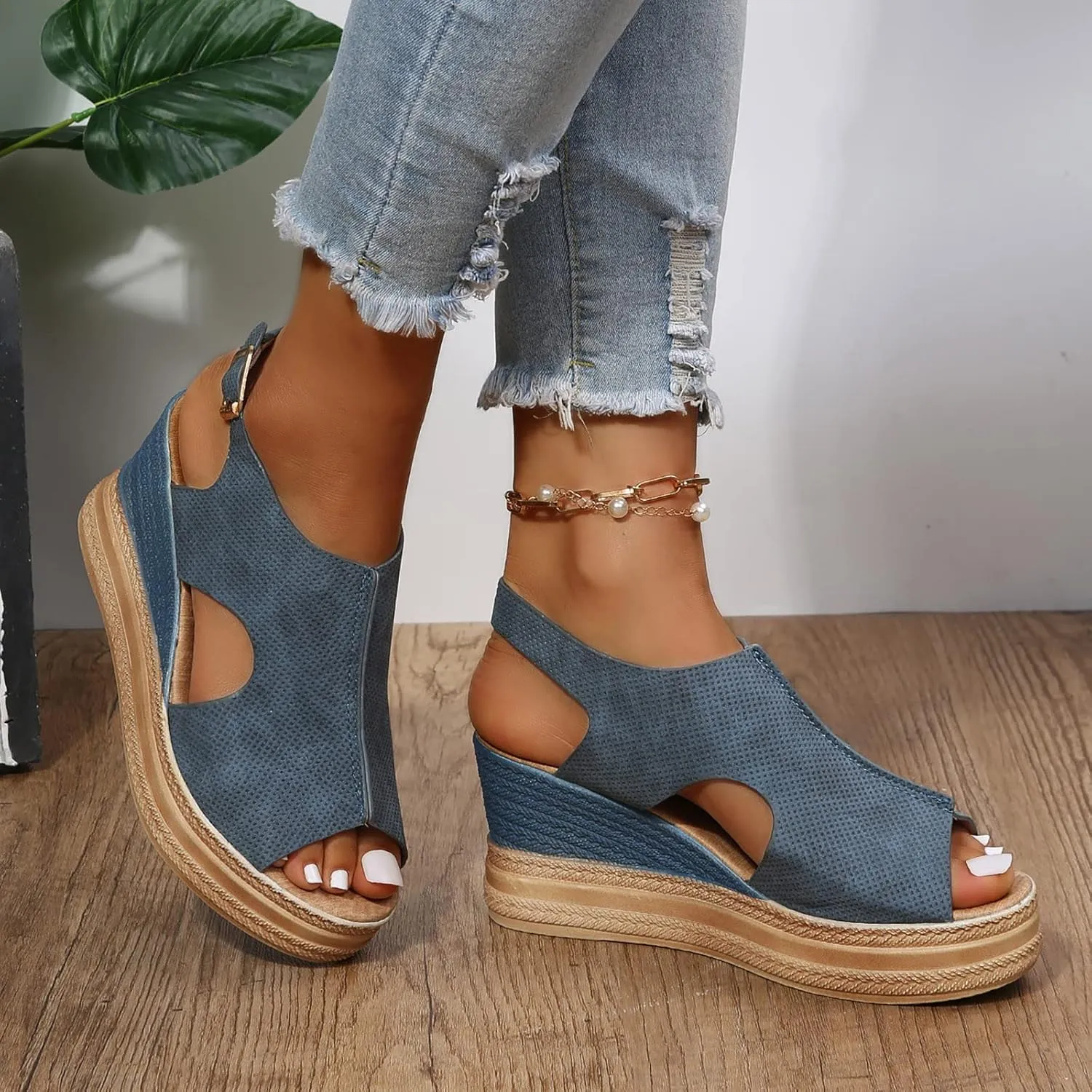 Womens Open Toe Wedges Sandals Fashion Funny Cut Out Orthopedic Comfortable Shoes 2025 Trendy Lightweight Shoes