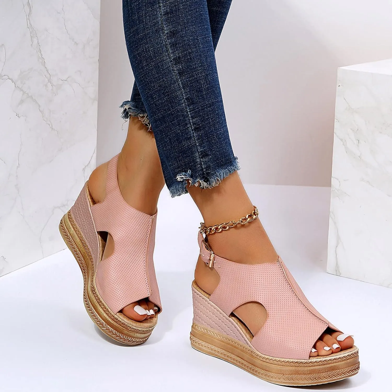 Womens Open Toe Wedges Sandals Fashion Funny Cut Out Orthopedic Comfortable Shoes 2025 Trendy Lightweight Shoes