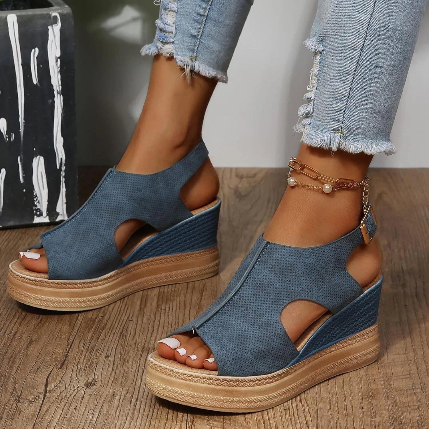 Womens Open Toe Wedges Sandals Fashion Funny Cut Out Orthopedic Comfortable Shoes 2025 Trendy Lightweight Shoes