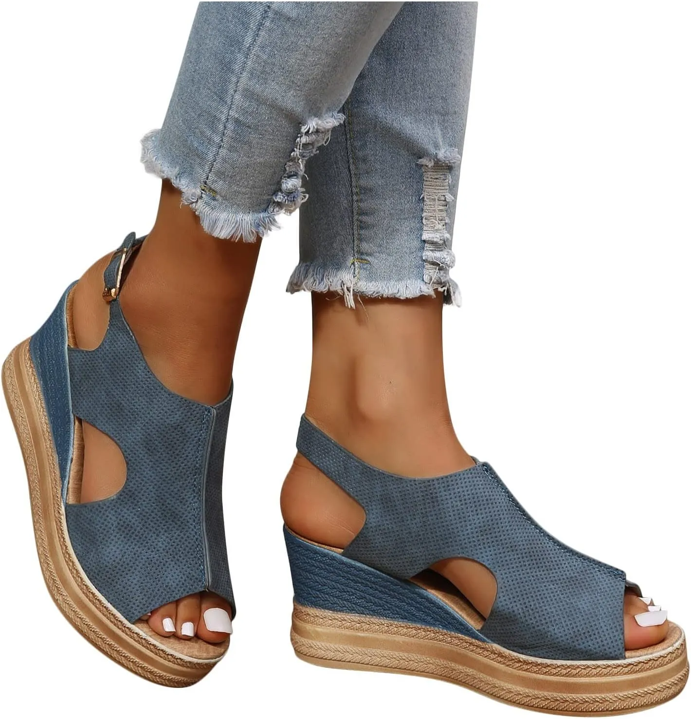 Womens Open Toe Wedges Sandals Fashion Funny Cut Out Orthopedic Comfortable Shoes 2025 Trendy Lightweight Shoes