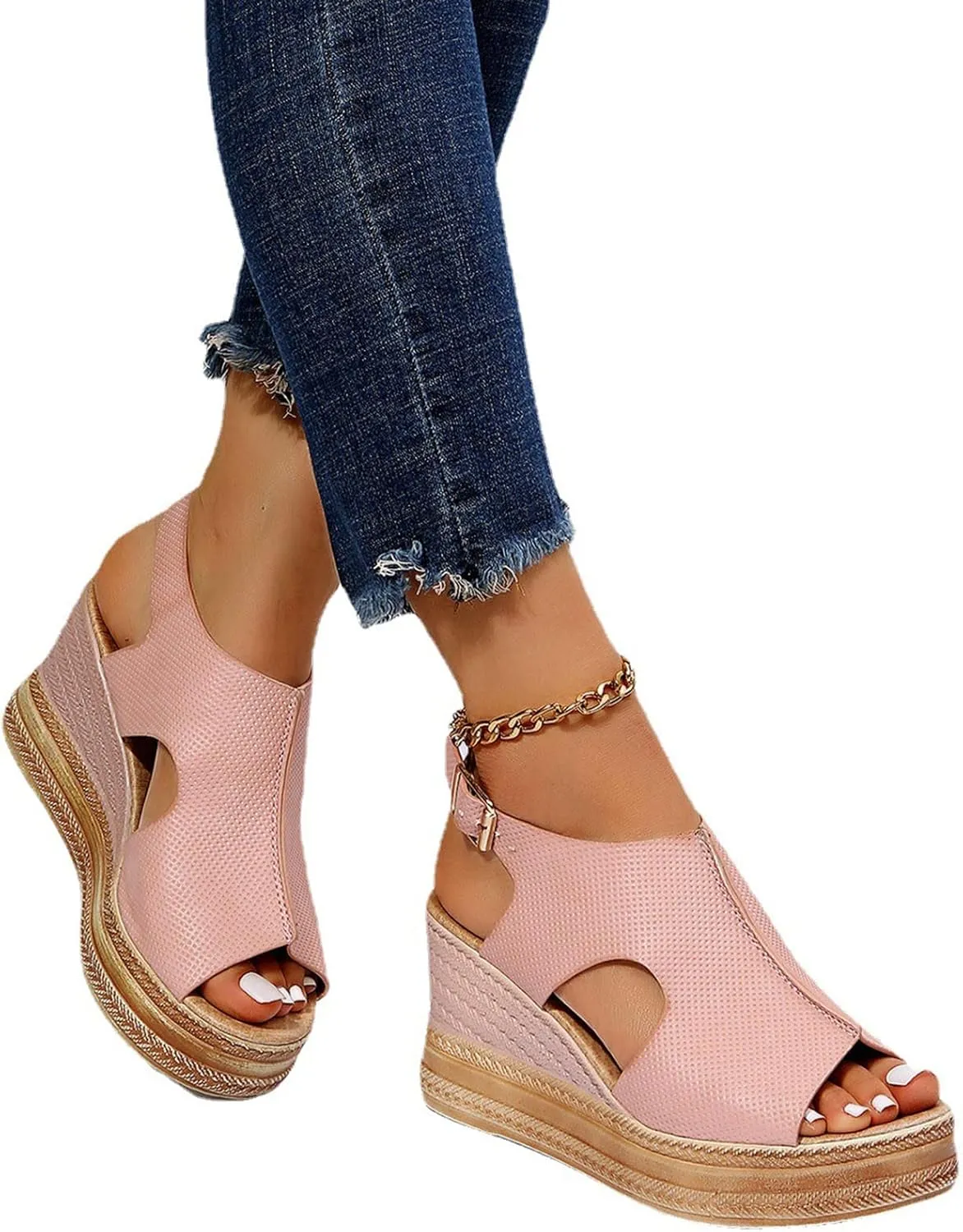Womens Open Toe Wedges Sandals Fashion Funny Cut Out Orthopedic Comfortable Shoes 2025 Trendy Lightweight Shoes