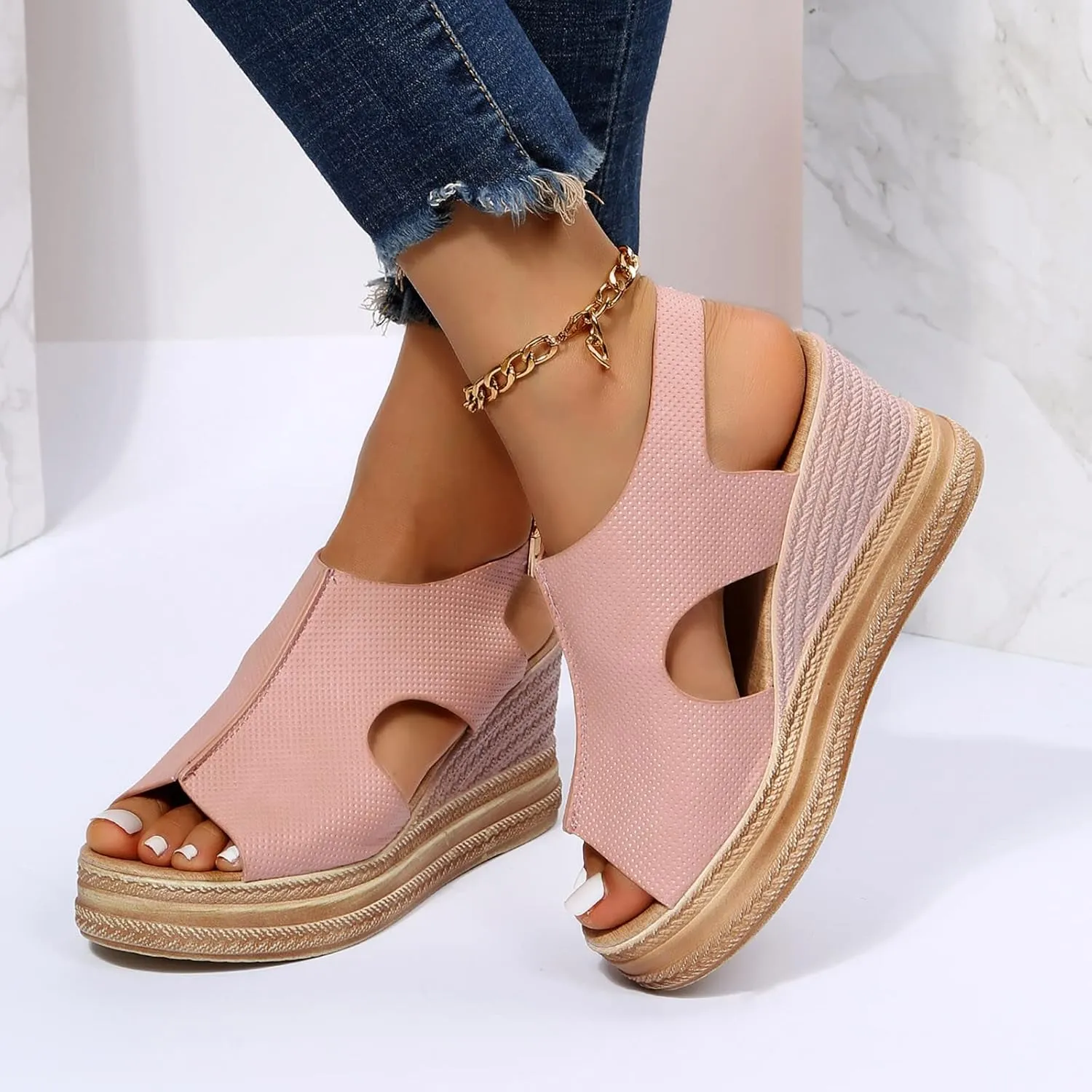 Womens Open Toe Wedges Sandals Fashion Funny Cut Out Orthopedic Comfortable Shoes 2025 Trendy Lightweight Shoes