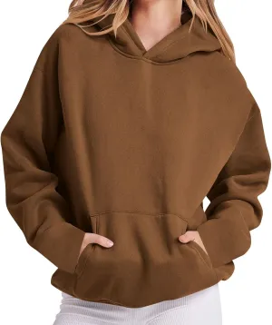 Women's Oversized Hoodies Fleece Sweatshirts Drop Shoulder Long Sleeve Sweaters Pullover Y2k Fall Outfits with Pocket