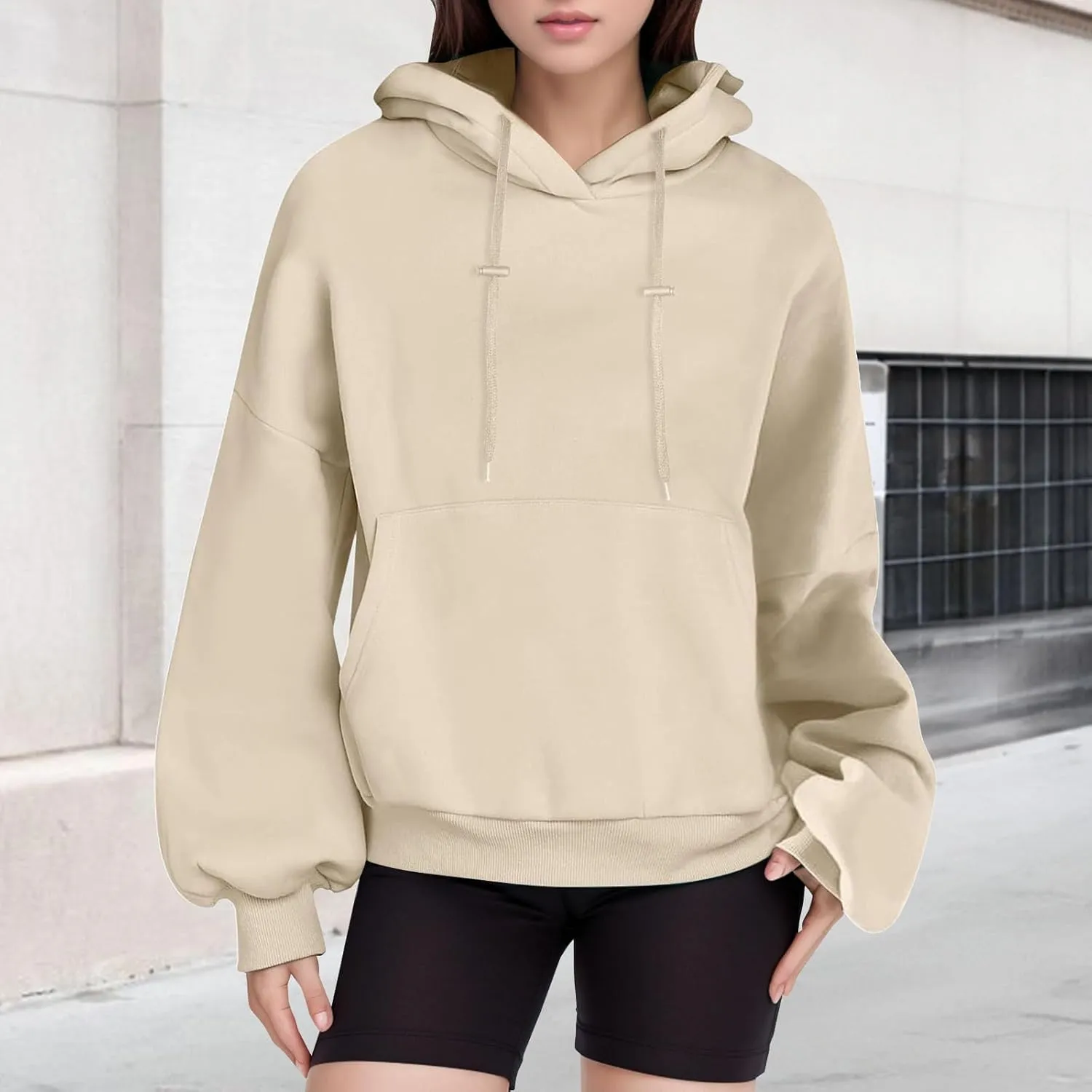 Womens Oversized Hoodies Loose Fit Fleece Sweatshirts Autumm Pullover Sweaters Teen Girls Preppy Top Clothes Womens Fall