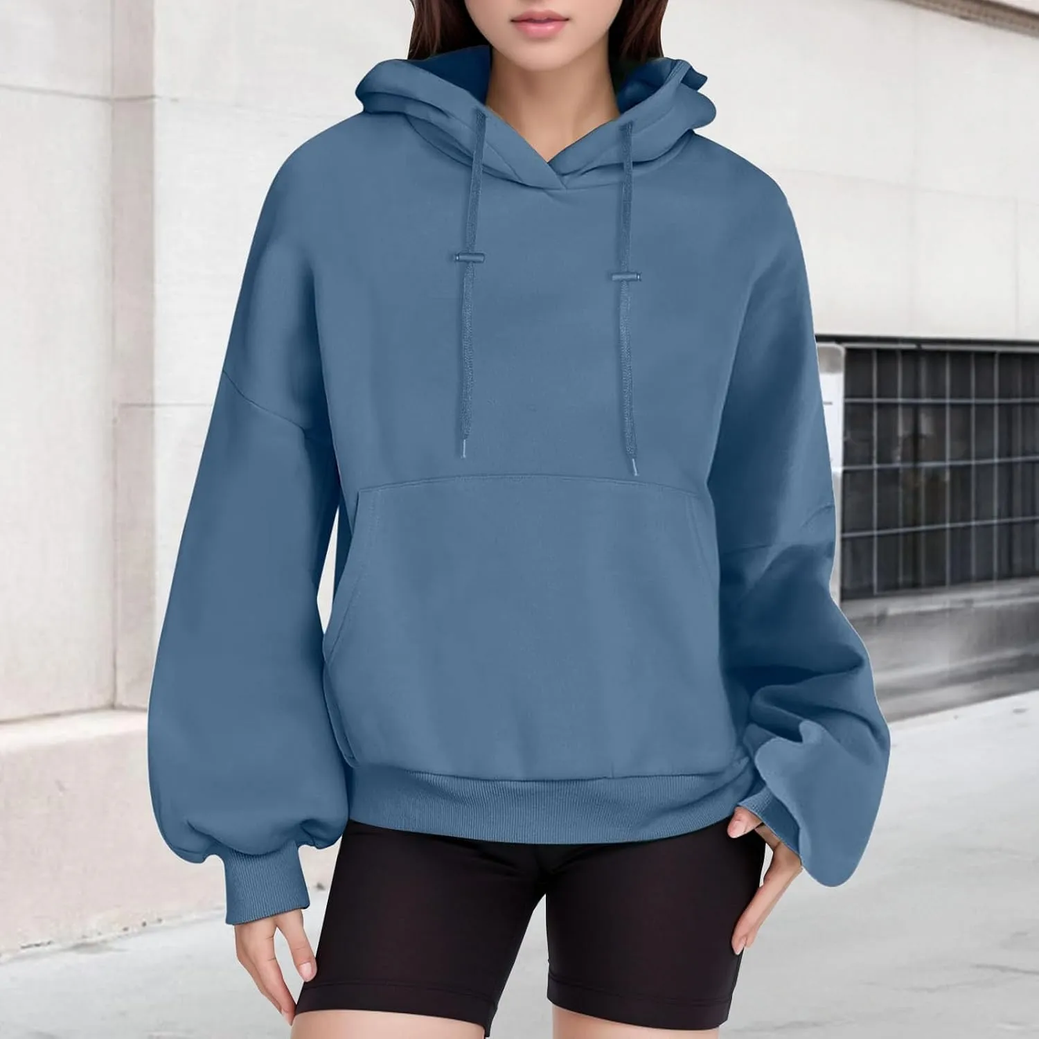 Womens Oversized Hoodies Loose Fit Fleece Sweatshirts Autumm Pullover Sweaters Teen Girls Preppy Top Clothes Womens Fall