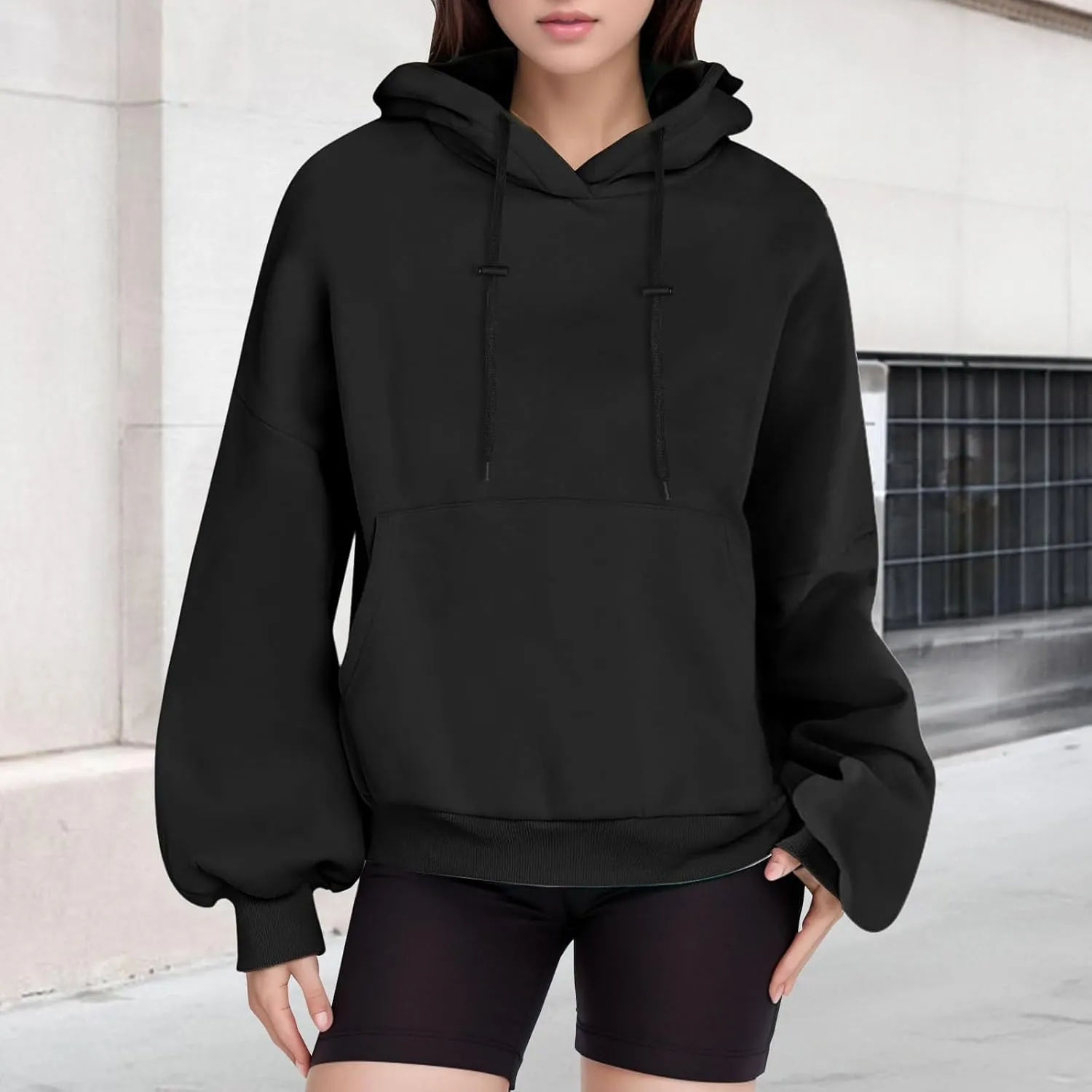 Womens Oversized Hoodies Loose Fit Fleece Sweatshirts Autumm Pullover Sweaters Teen Girls Preppy Top Clothes Womens Fall
