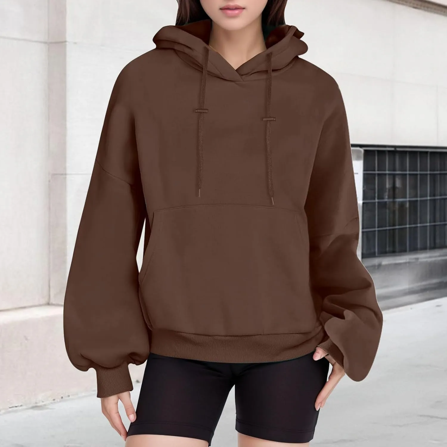 Womens Oversized Hoodies Loose Fit Fleece Sweatshirts Autumm Pullover Sweaters Teen Girls Preppy Top Clothes Womens Fall