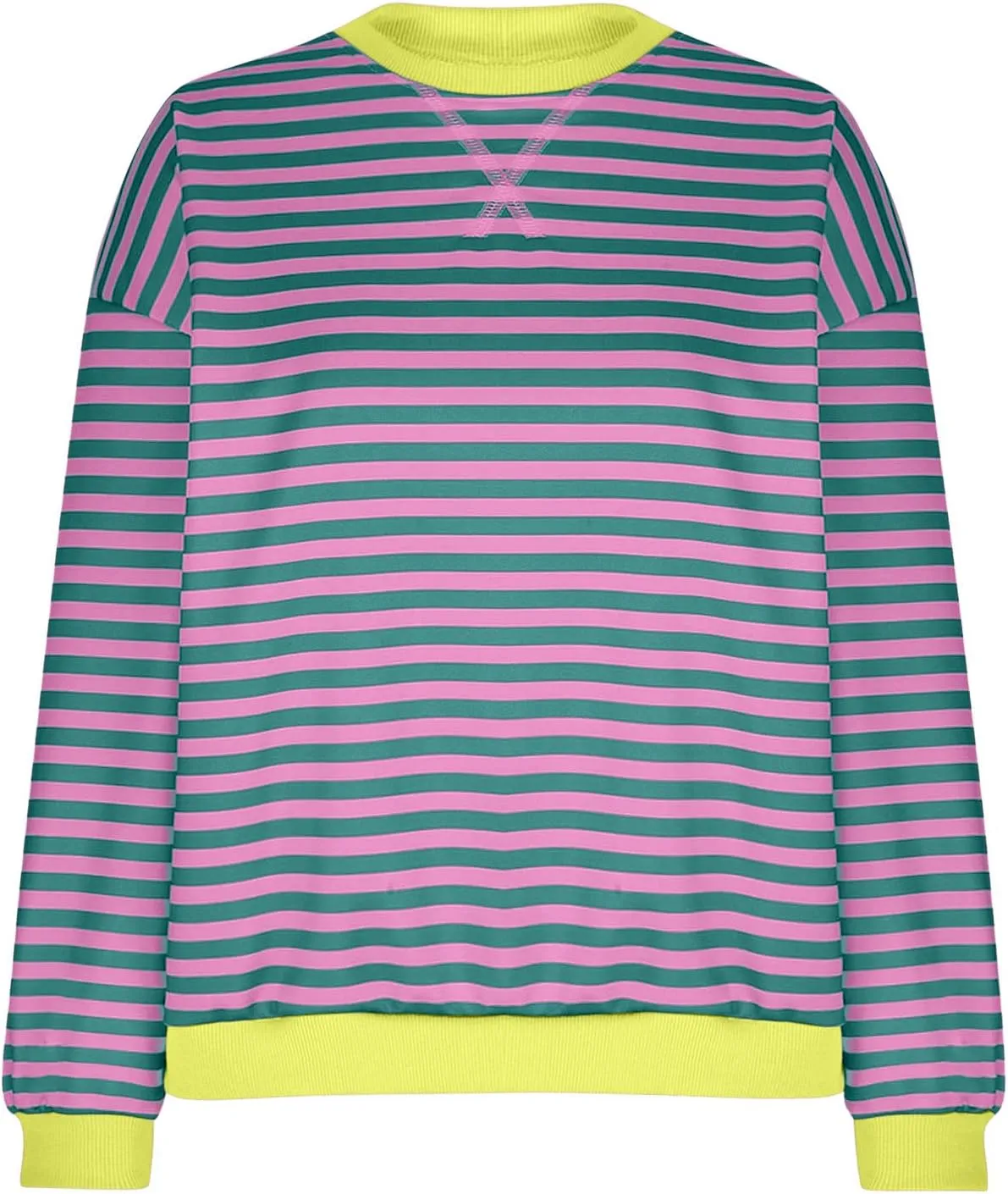 Womens Oversized Sweatshirt Long Sleeve Striped Sweatshirts Loose Fit Pullover Top Fashion Y2k Clothes Fall Outfits