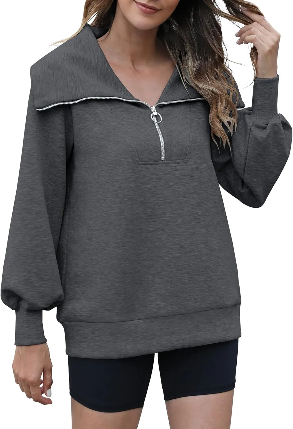 Womens Oversized Sweatshirts Zip Up Hoodie Loose Fit Pullover Sweaters Long Sleeve Tops for Women Fall Fashion 2024