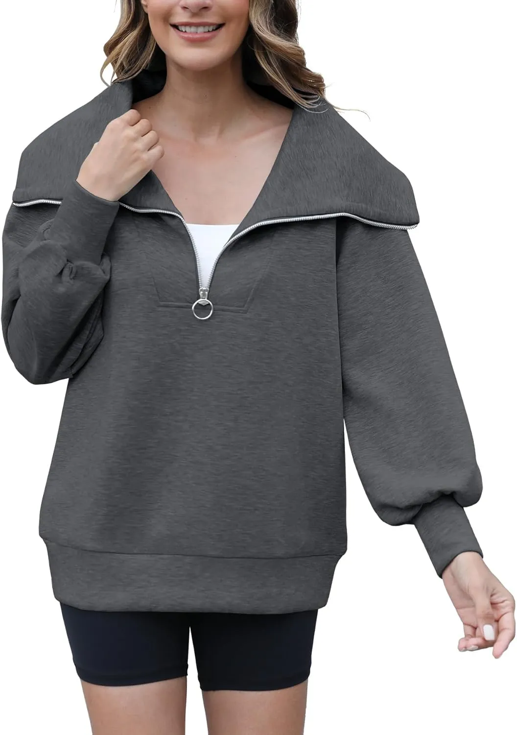 Womens Oversized Sweatshirts Zip Up Hoodie Loose Fit Pullover Sweaters Long Sleeve Tops for Women Fall Fashion 2024
