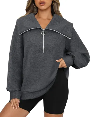 Womens Oversized Sweatshirts Zip Up Hoodie Loose Fit Pullover Sweaters Long Sleeve Tops for Women Fall Fashion 2024