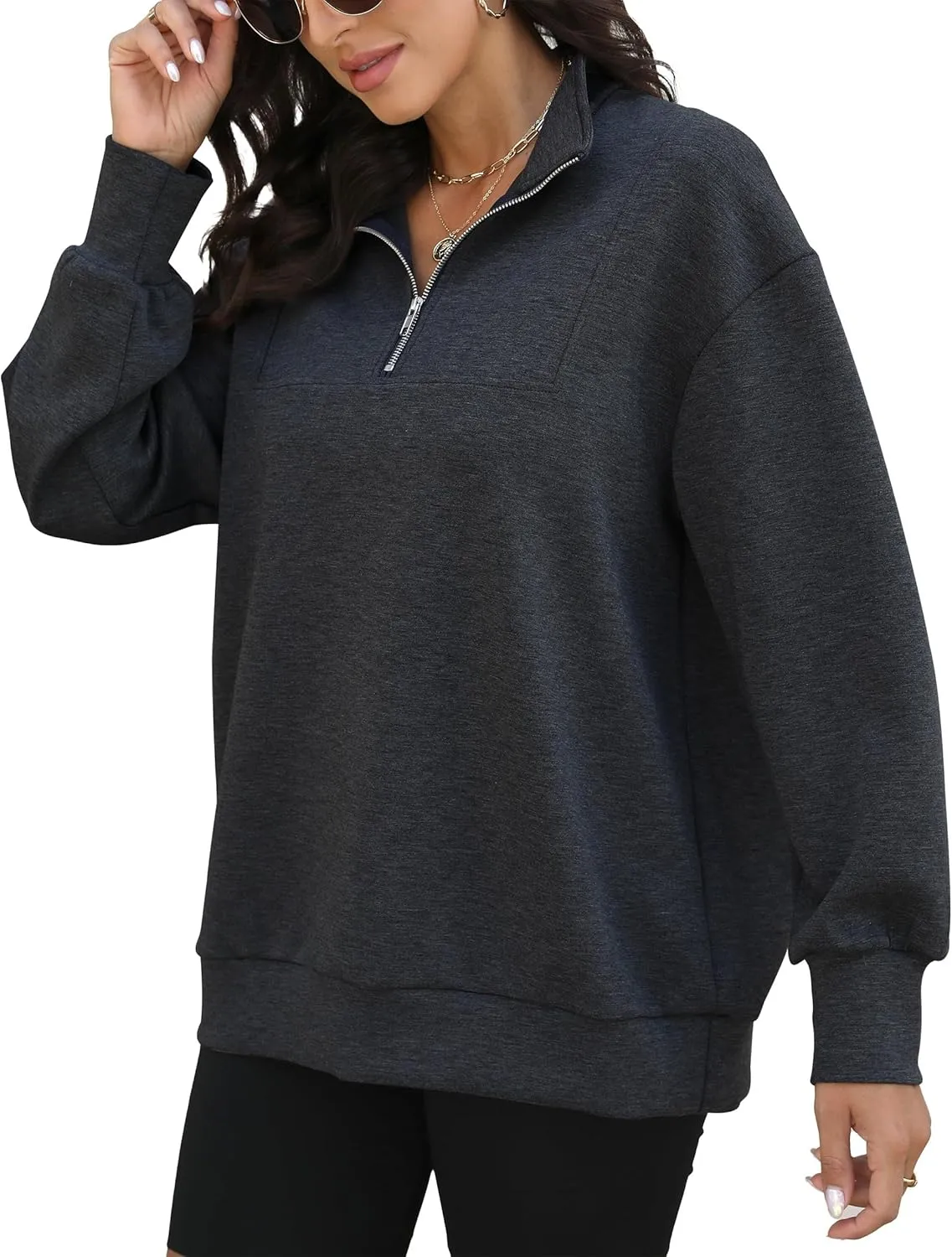 Womens Oversized Sweatshirts Zip Up Hoodie Loose Fit Pullover Sweaters Long Sleeve Tops for Women Fall Fashion 2024