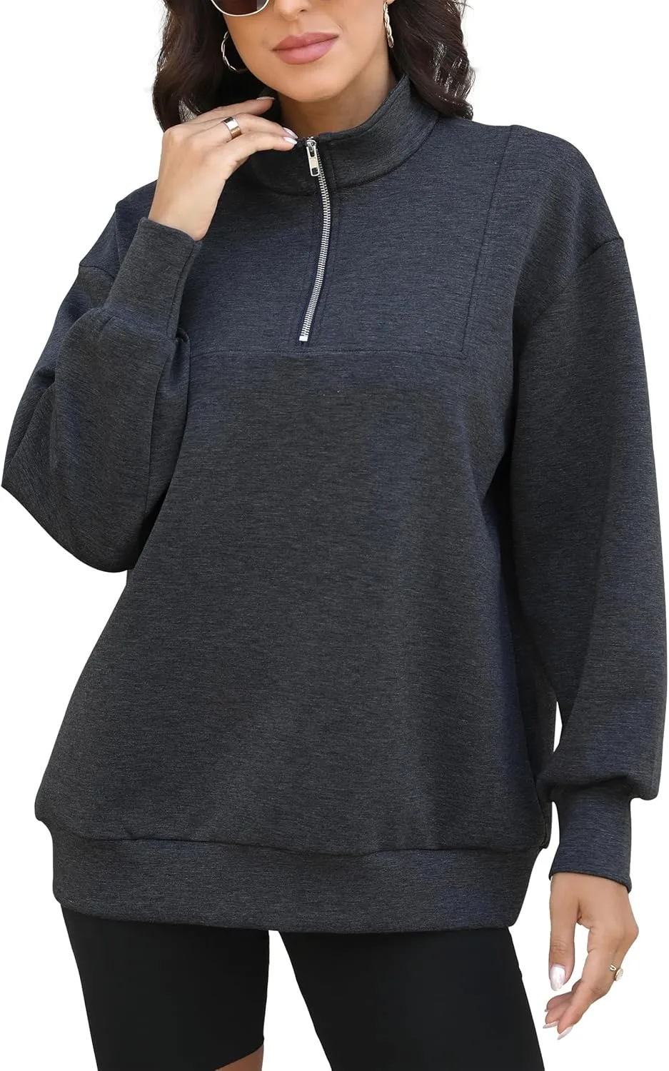 Womens Oversized Sweatshirts Zip Up Hoodie Loose Fit Pullover Sweaters Long Sleeve Tops for Women Fall Fashion 2024