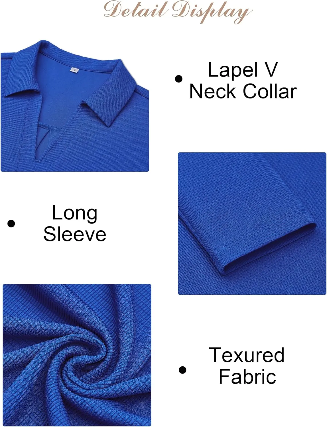 Women's Polo Shirts Collared V Neck Work Tops Long Sleeve Business Casual Dressy Blouses Textured Ribbed Tunic