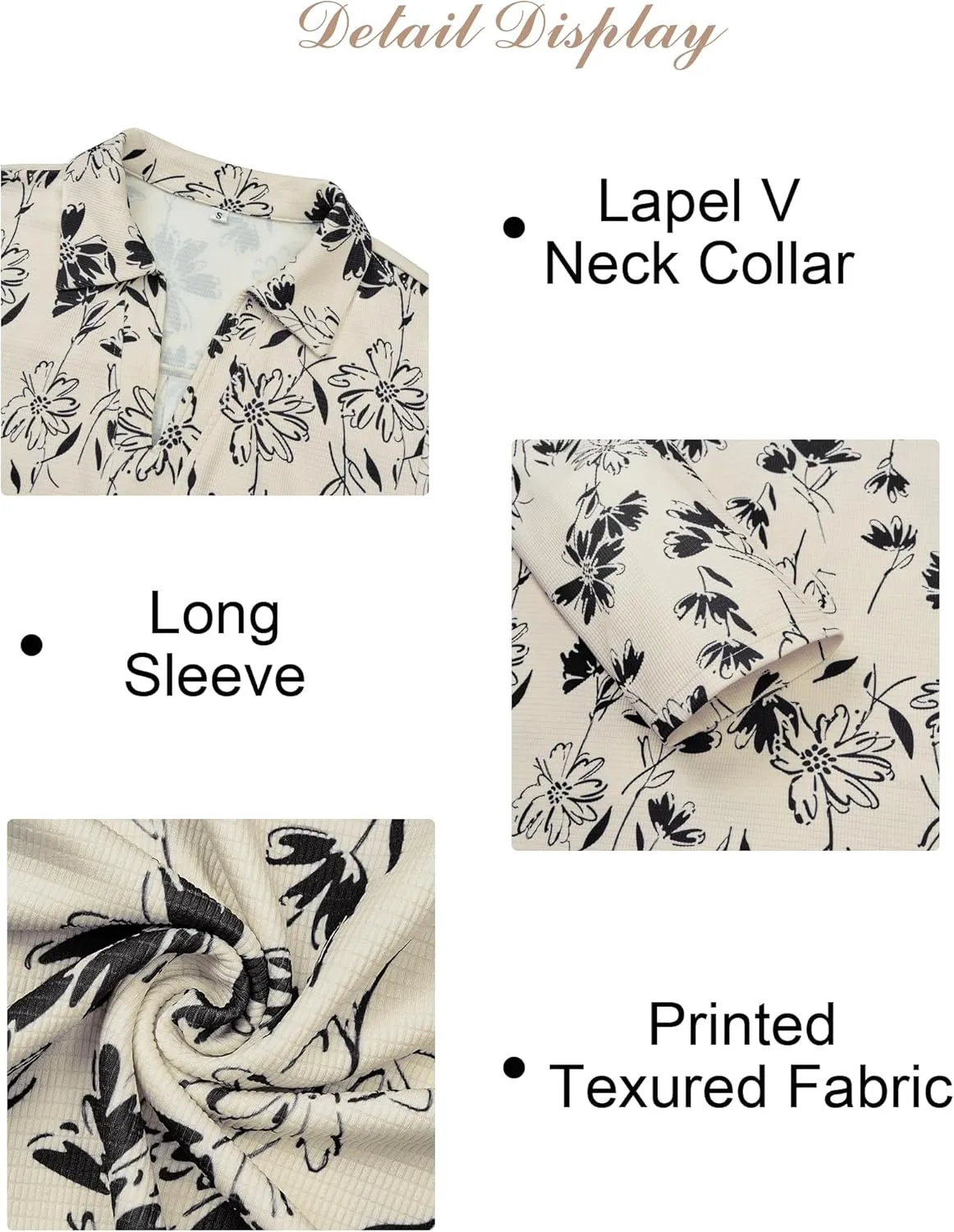 Women's Polo Shirts Collared V Neck Work Tops Long Sleeve Business Casual Dressy Blouses Textured Ribbed Tunic
