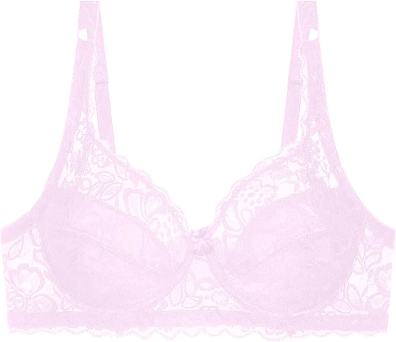 Women's Seamless Wireless Push Up Bras No Underwire Full Coverage Bras Everyday Comfort Sleep Bras V Neck Lace Bra