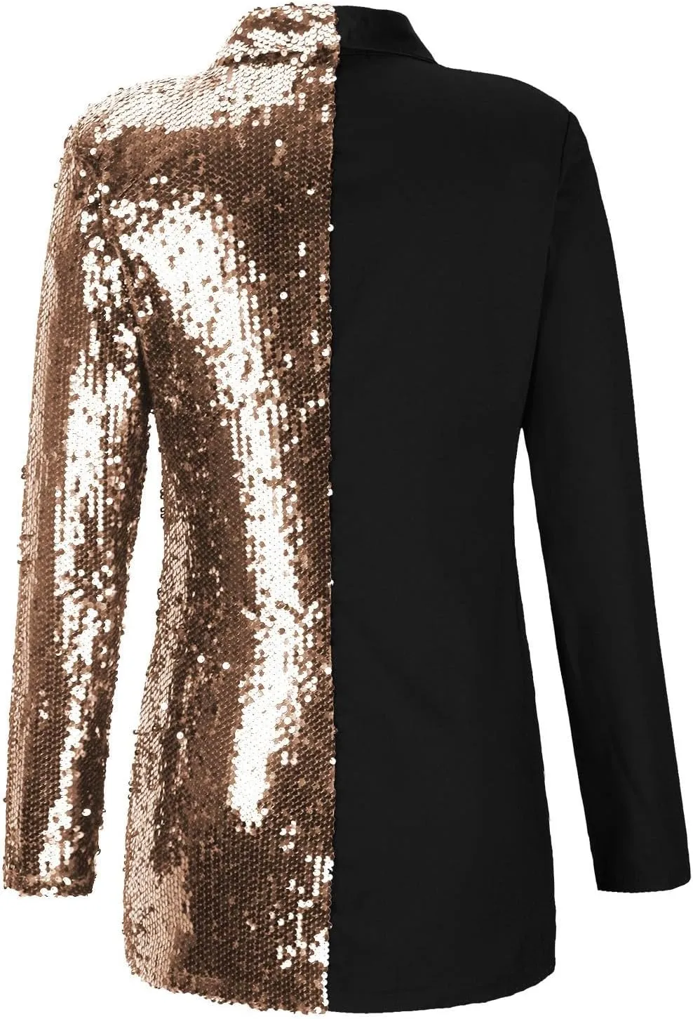 Womens Sequin Blazer Dresses Sparkle Double Breasted Formal Suit Outfits Long Sleeve Lapel Collar Party Outerwear