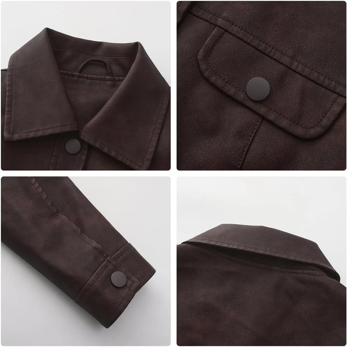 Women's Short Faux Leather Jacket, Faux Leather Women's Motorcycle Jacket, Casual Fashion Leather Jacket