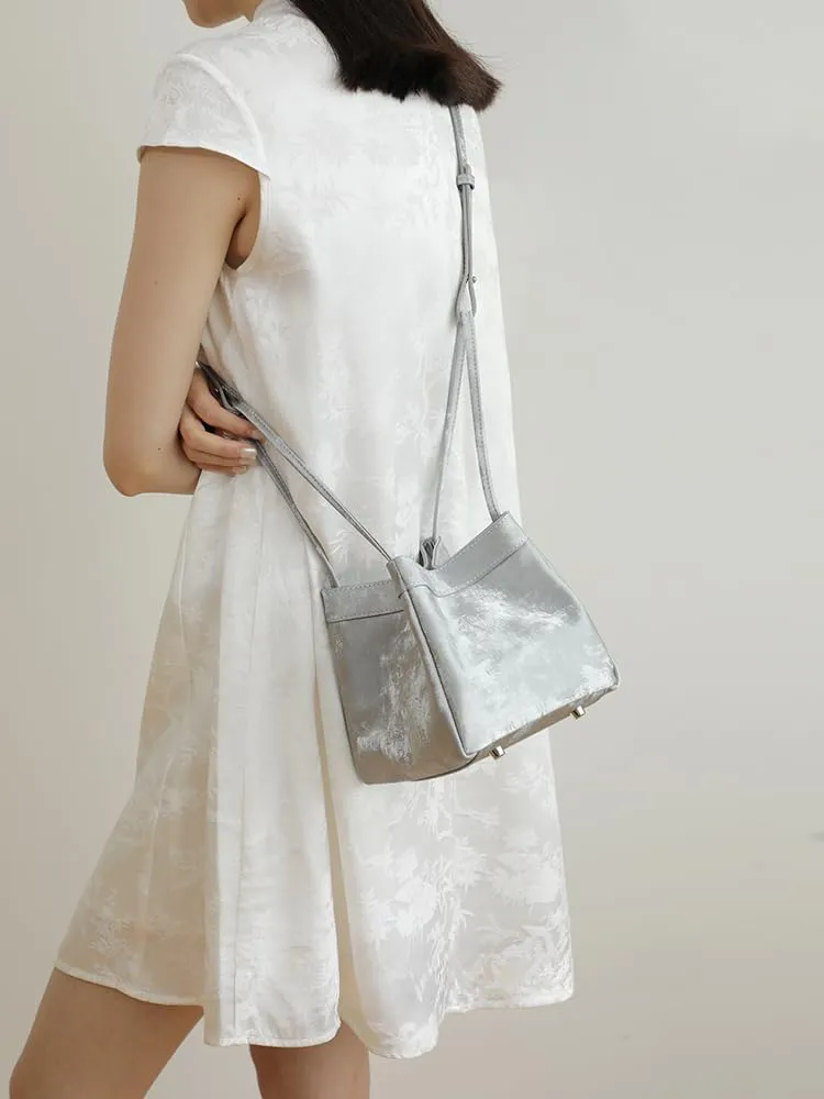 Women's Silk Bucket Box Bag Shoulder Crossbody Underarm Bag Versatile Handbag Hobo Chic Stylish Vintage Large Capacity