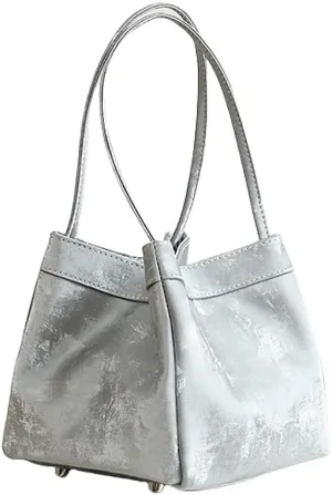 Women's Silk Bucket Box Bag Shoulder Crossbody Underarm Bag Versatile Handbag Hobo Chic Stylish Vintage Large Capacity