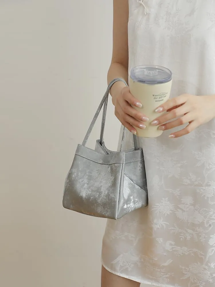 Women's Silk Bucket Box Bag Shoulder Crossbody Underarm Bag Versatile Handbag Hobo Chic Stylish Vintage Large Capacity