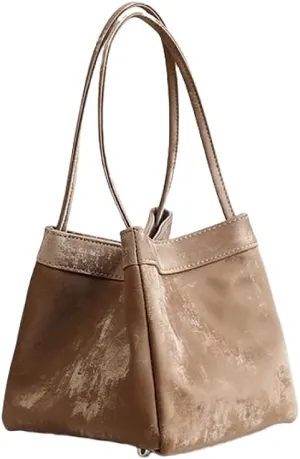 Women's Silk Bucket Box Bag Shoulder Crossbody Underarm Bag Versatile Handbag Hobo Chic Stylish Vintage Large Capacity