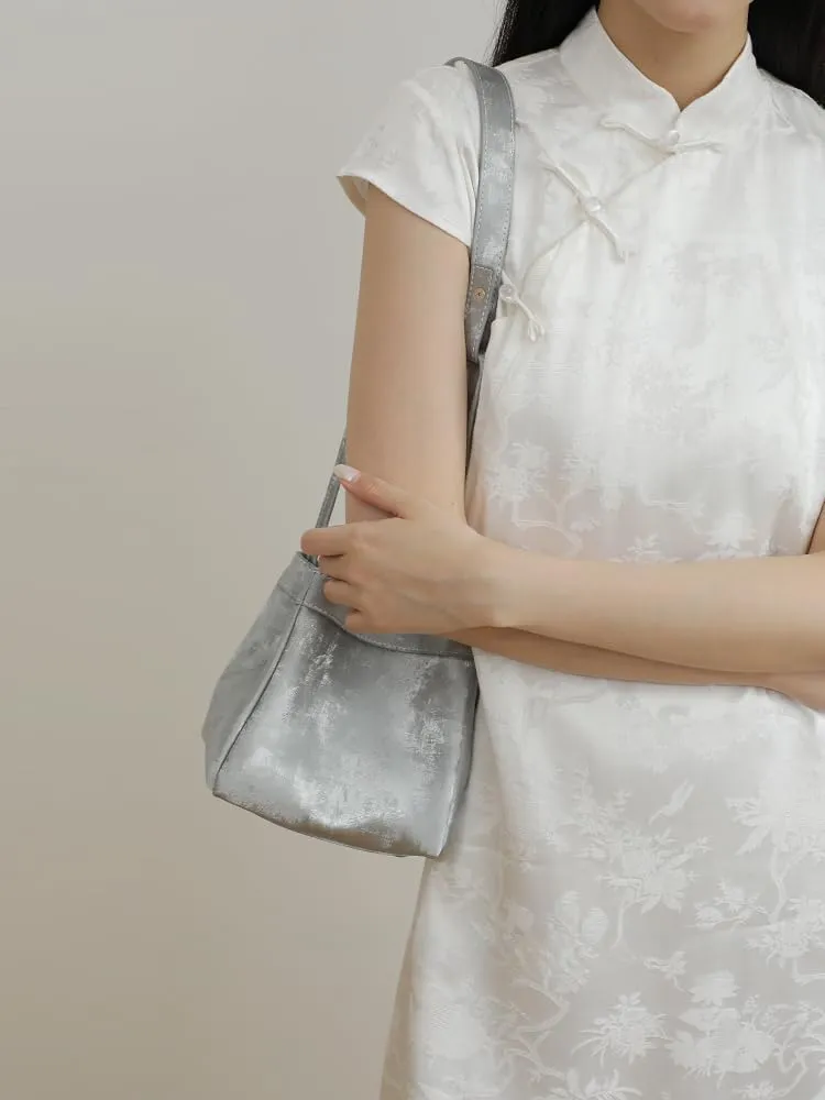 Women's Silk Bucket Box Bag Shoulder Crossbody Underarm Bag Versatile Handbag Hobo Chic Stylish Vintage Large Capacity