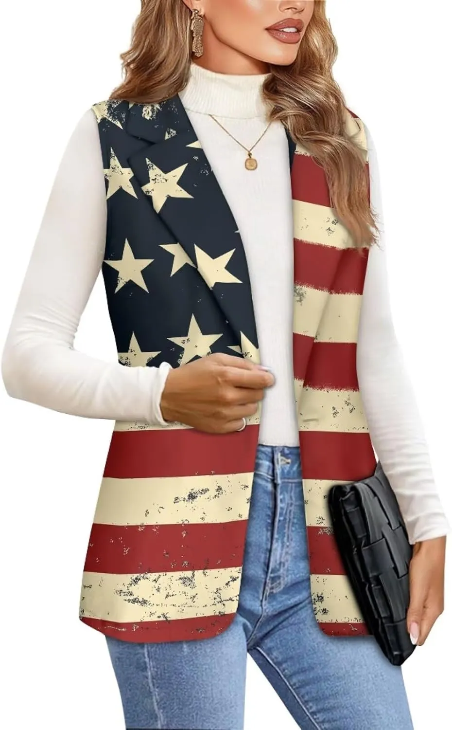 Women's Sleeveless Blazer Vest Open Front Casual Suit Blazer V-Neck Lapel Outerwear Vests