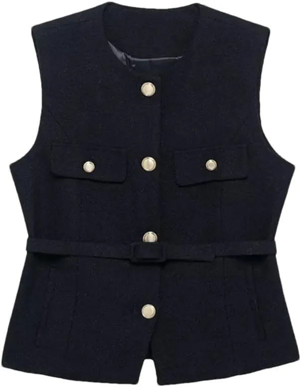 Women's Slim Fit Belted Vest